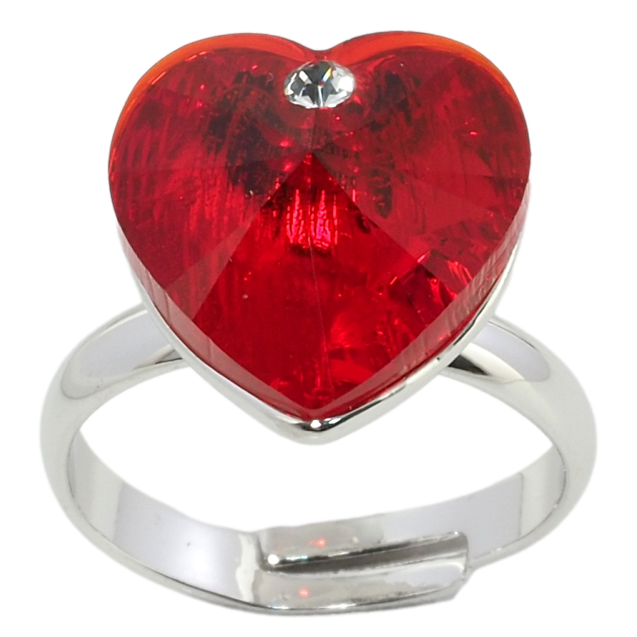 Каблучка Xuping колір Родій з кр-ми Swarovski Кристальне серце Light Siam фото №1