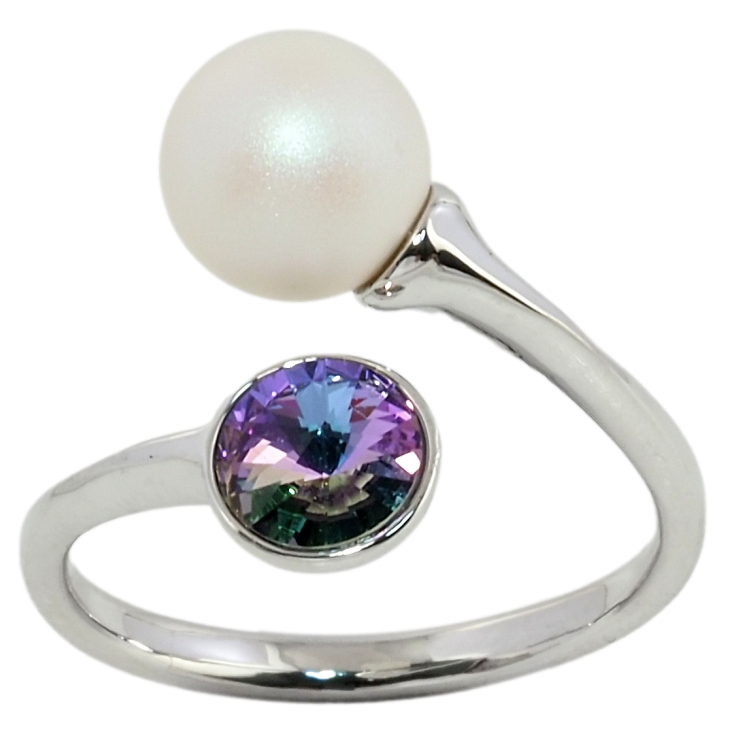 Кольцо Xuping цвет Родий с кр-ми Swarovski Кристалл Paradise Shine с матовой жемчужиной фото №22