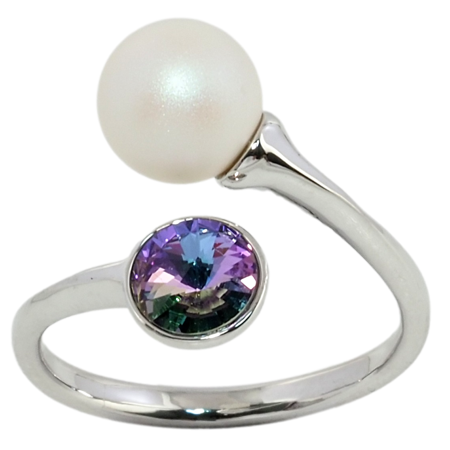 Кольцо Xuping цвет Родий с кр-ми Swarovski Кристалл Paradise Shine с матовой жемчужиной фото №1