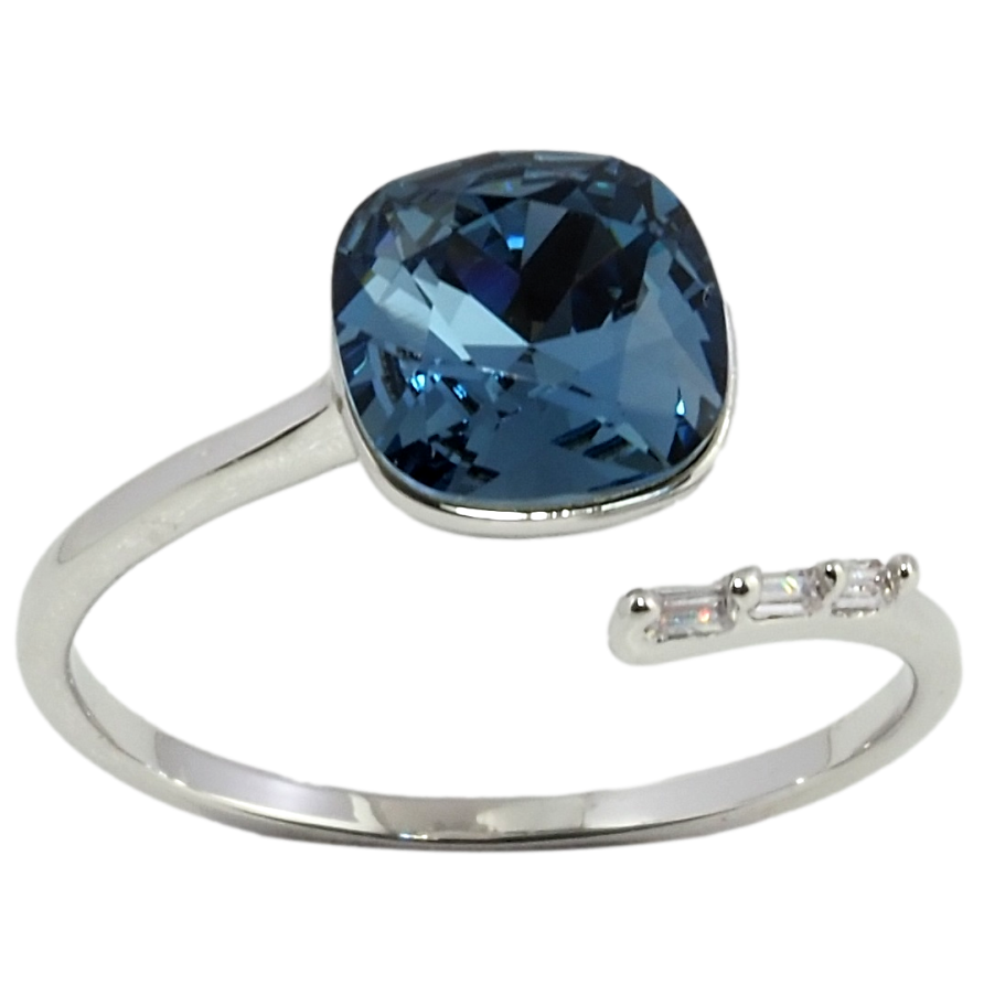 Каблучка Xuping колір Родій з кр-ми Swarovski Кристал Montana фото №1