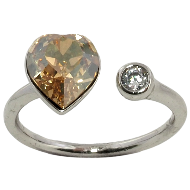 Кольцо Xuping цвет Родий с кристаллами Swarovski Кристальное сердце Golden Shadow с кристаллом фото №14