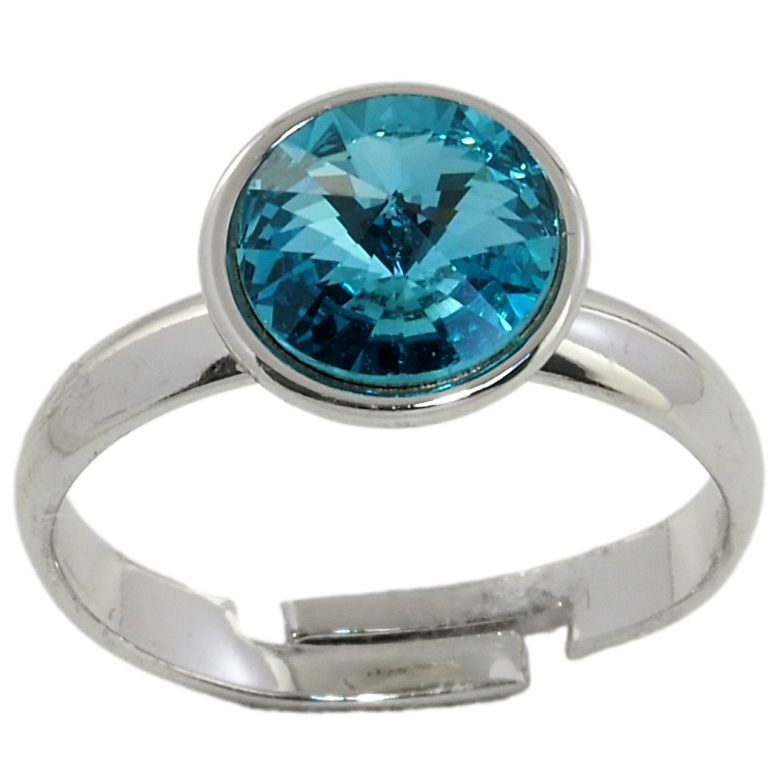 Кольцо Xuping цвет Родий с кристаллами Swarovski Кристалл Blue Zircon ø 10мм фото №9