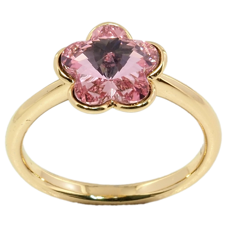 Каблучка Xuping колір 18K із кристалами Swarovski Рожева Квітка фото №1