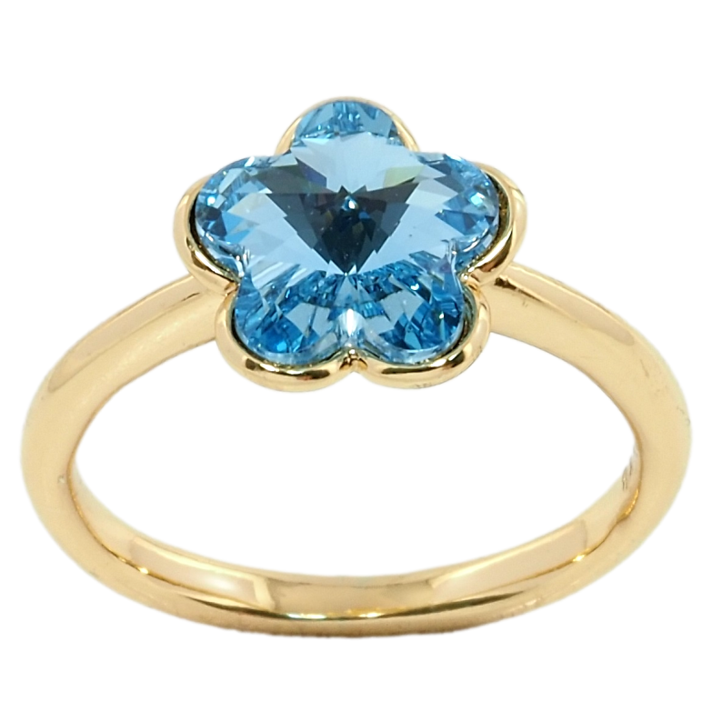 Каблучка Xuping колір 18K з кристалами Swarovski Блакитна Квітка фото №1