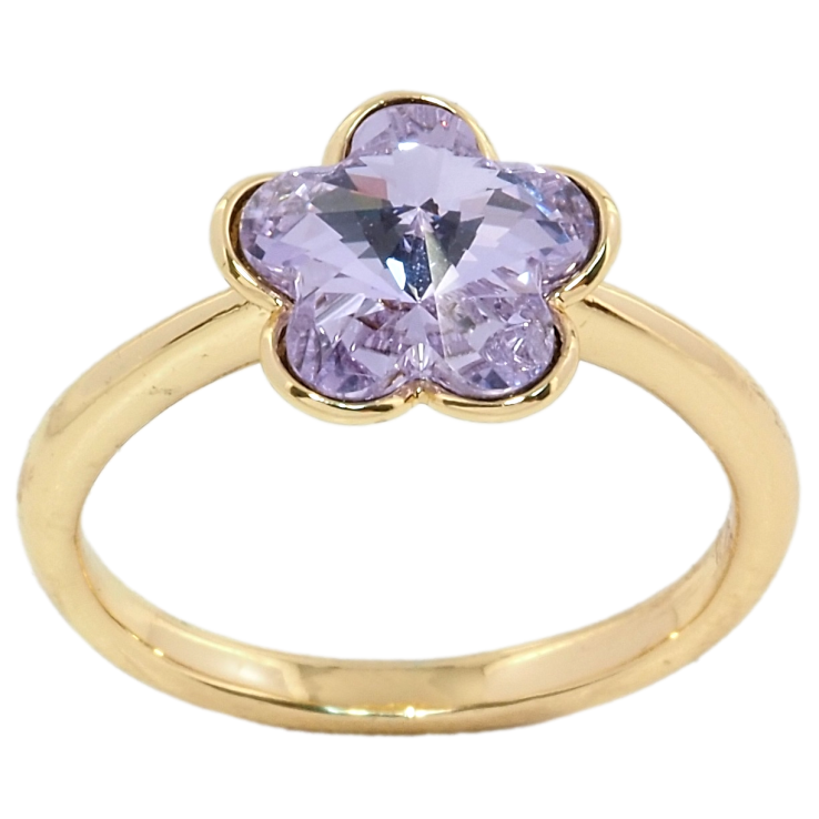 Кольцо Xuping цвет 18K с кристаллами Swarovski Сиреневый Цветок фото №16