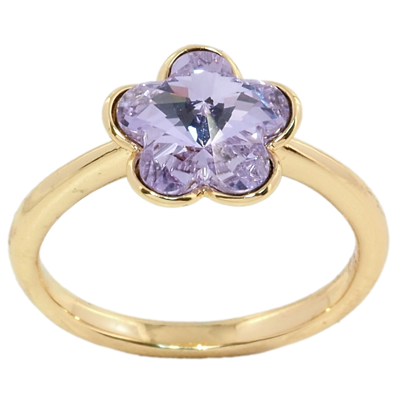 Кольцо Xuping цвет 18K с кристаллами Swarovski Сиреневый Цветок фото №1