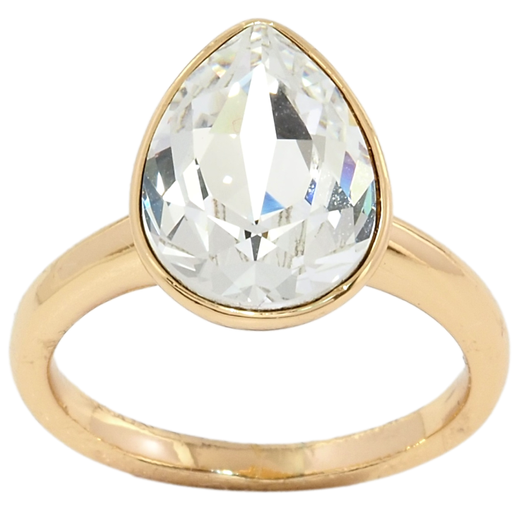 Кольцо Xuping цвет 18K с кристаллами Swarovski Капля Clear Crystal 15х11мм; фото №13
