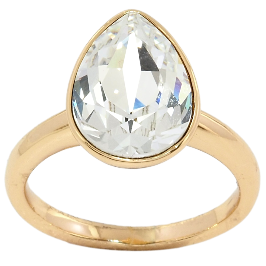 Кольцо Xuping цвет 18K с кристаллами Swarovski Капля Clear Crystal 15х11мм; фото №1