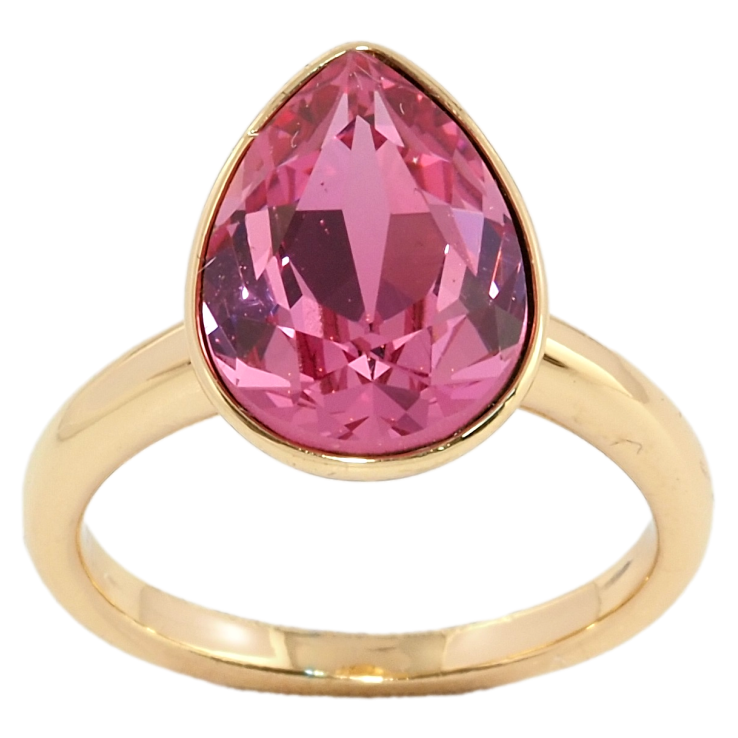 Кольцо Xuping цвет 18K с кристаллами Swarovski Кристалл капля Rose 15х11мм; фото №2
