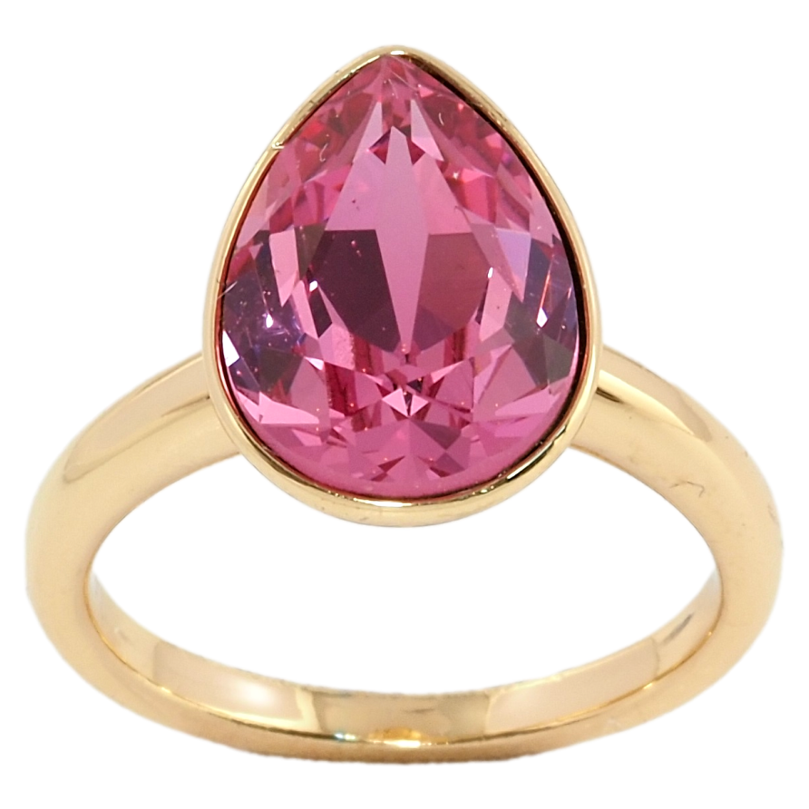Кольцо Xuping цвет 18K с кристаллами Swarovski Кристалл капля Rose 15х11мм; фото №1