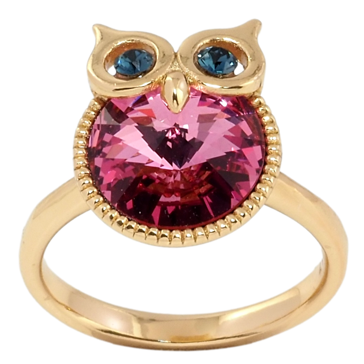 Кольцо Xuping цвет 18K с кристаллами Swarovski Сова кристалл Rose фото №15