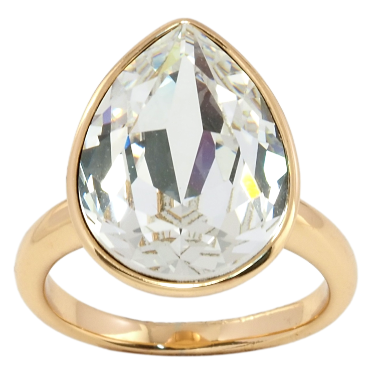 Кольцо Xuping цвет 18K с кристаллами Swarovski Кристалл капля Clear 19 х 14мм фото №3
