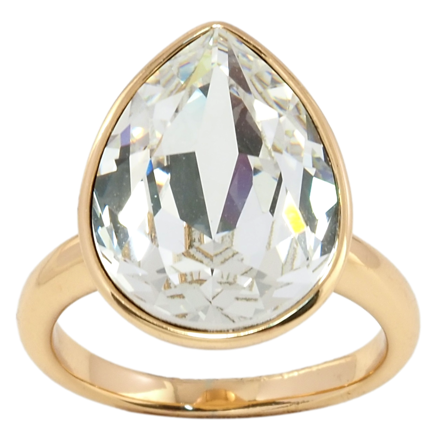 Каблучка Xuping колір 18K з кристалами Swarovski Кристал крапля Clear 19 х 14мм фото №1