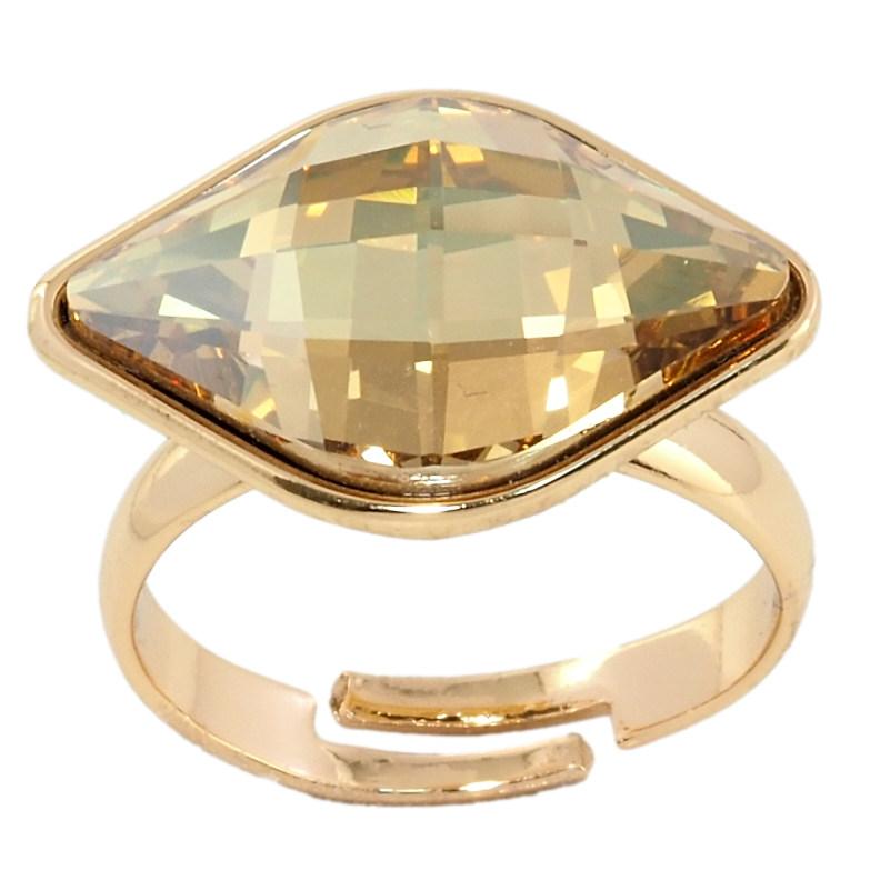 Кольцо Xuping цвет 18K с кристаллами Swarovski Крупный Граненый Кристалл Topaz, 21х14мм фото №1