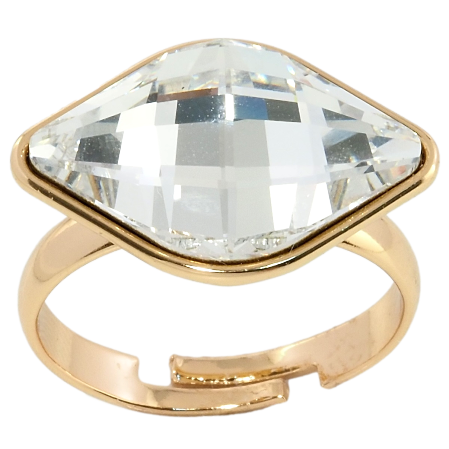 Кольцо Xuping цвет 18K с кристаллами Swarovski Крупный Граненый Кристалл Clear, 21х14мм фото №1