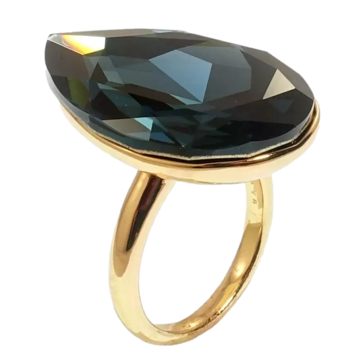 УЦІНКА! НЕВЕЛИКИЙ СКОЛ НА КАМІНЦІ! Каблучка Xuping колір 18K з кр-ми Swarovski Велика крапля Montana 3х2см фото №17