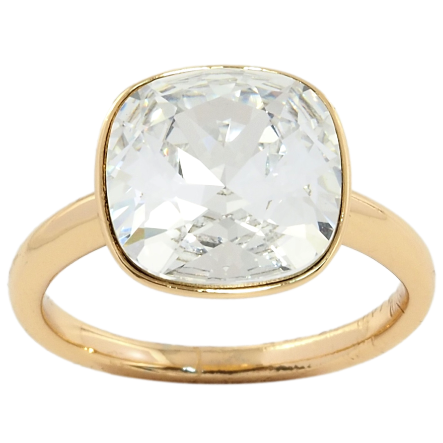 Кольцо Xuping цвет 18K с кристаллами Swarovski Граненный кристалл Clear, 13х13 фото №1