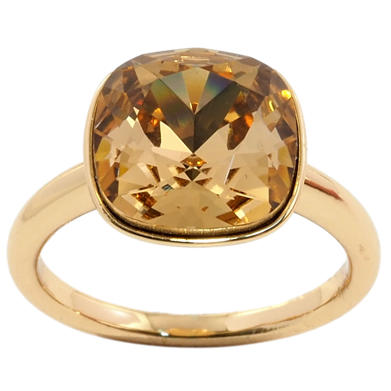 Кольцо Xuping цвет 18K с кристаллами Swarovski Граненный кристалл Topaz, 13х13мм фото №1