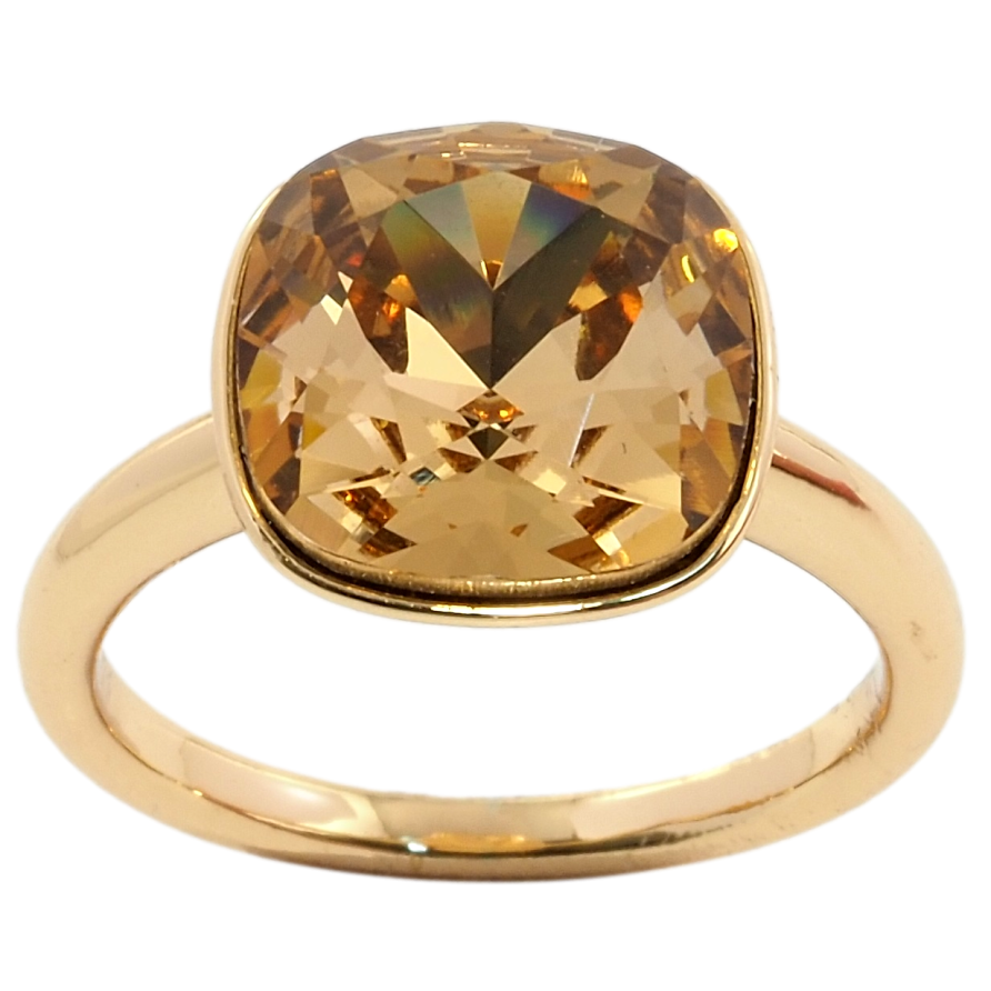 Кольцо Xuping цвет 18K с кристаллами Swarovski Граненный кристалл Topaz, 13х13мм фото №1