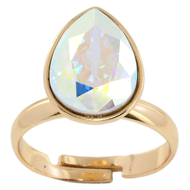 Кольцо Xuping цвет 18K с кристаллами Swarovski Крупный Кристалл АВ в огранке капля, 11х15мм фото №25