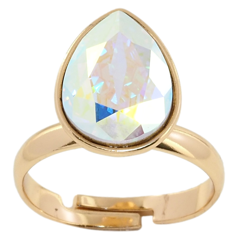 Кольцо Xuping цвет 18K с кристаллами Swarovski Крупный Кристалл АВ в огранке капля, 11х15мм фото №3