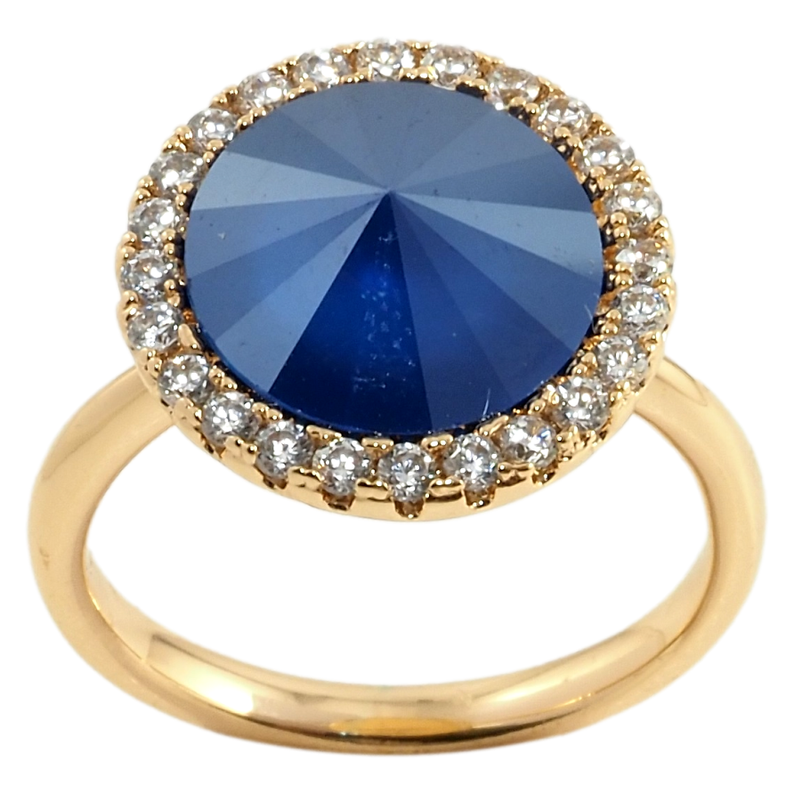 Кольцо Xuping цвет 18K с кр-ми Swarovski Кристалл Royal Blue ø 16мм фото №1