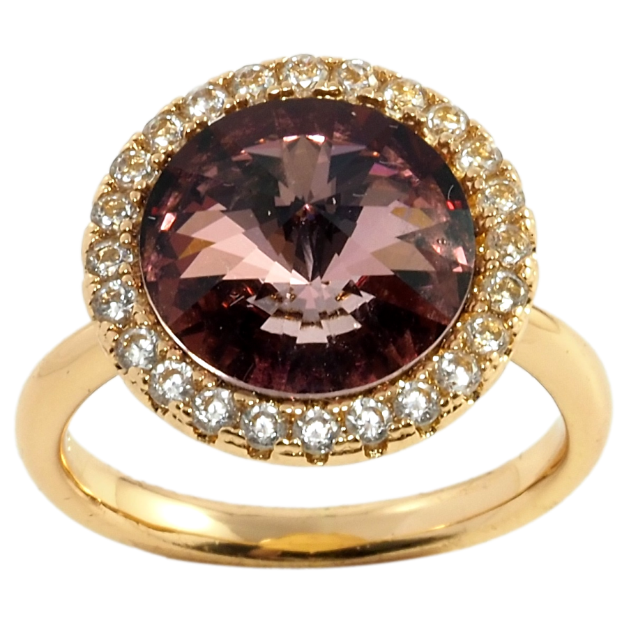 Каблучка Xuping колір 18K з кр-ми Swarovski Burgundy в обрамленні ø 16мм фото №1