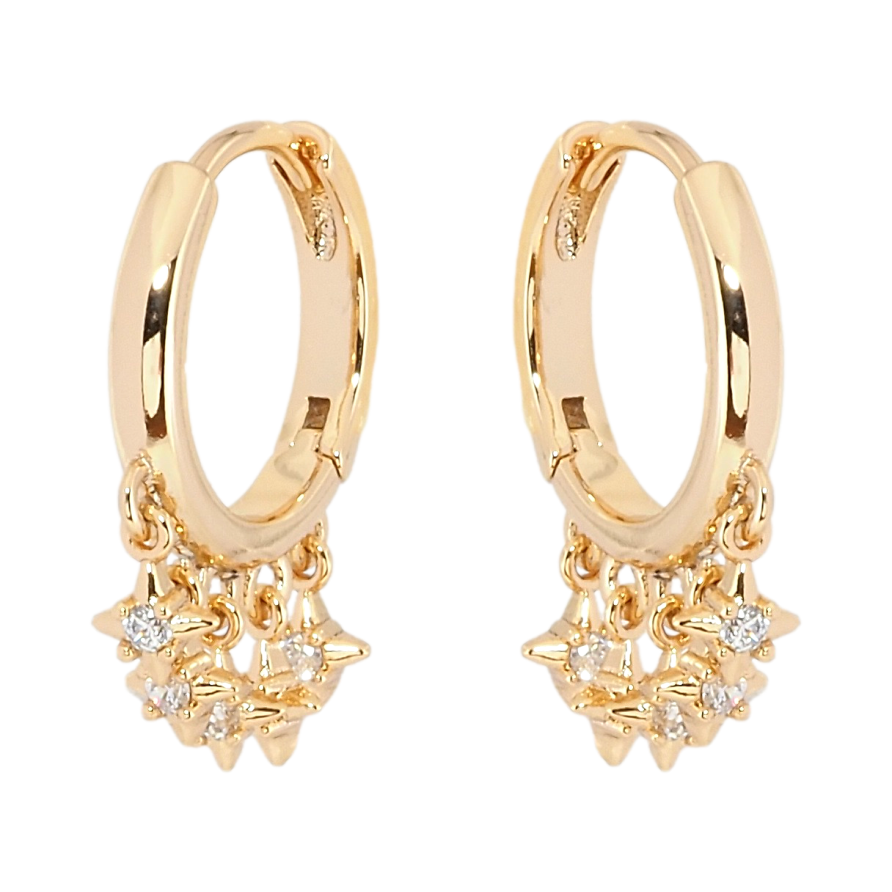 Сережки Xuping Позолота 18K підвіски на колечках Зірки фото №1