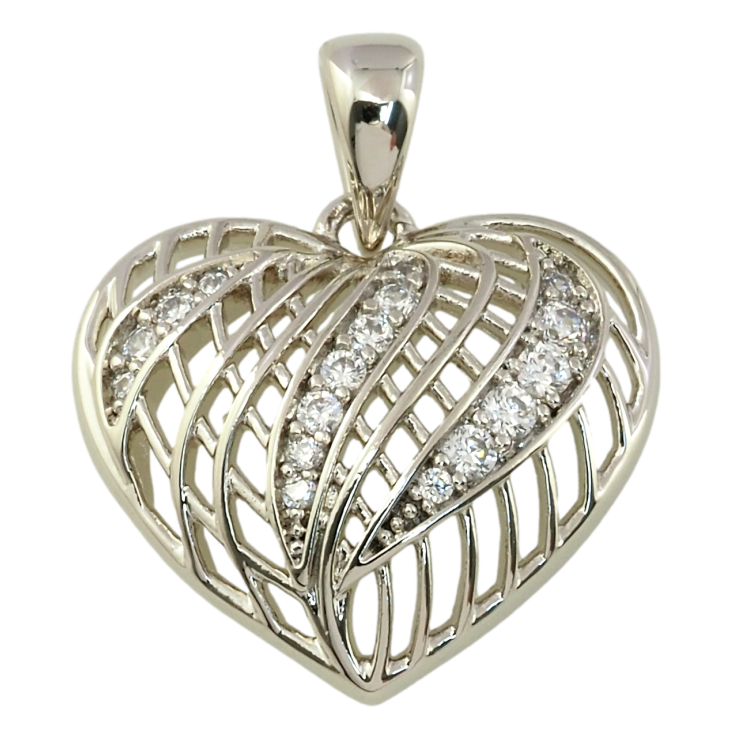 Кулон Xuping Родій Різьблене серце з цирконієм для ланцюжка до 2мм фото №19