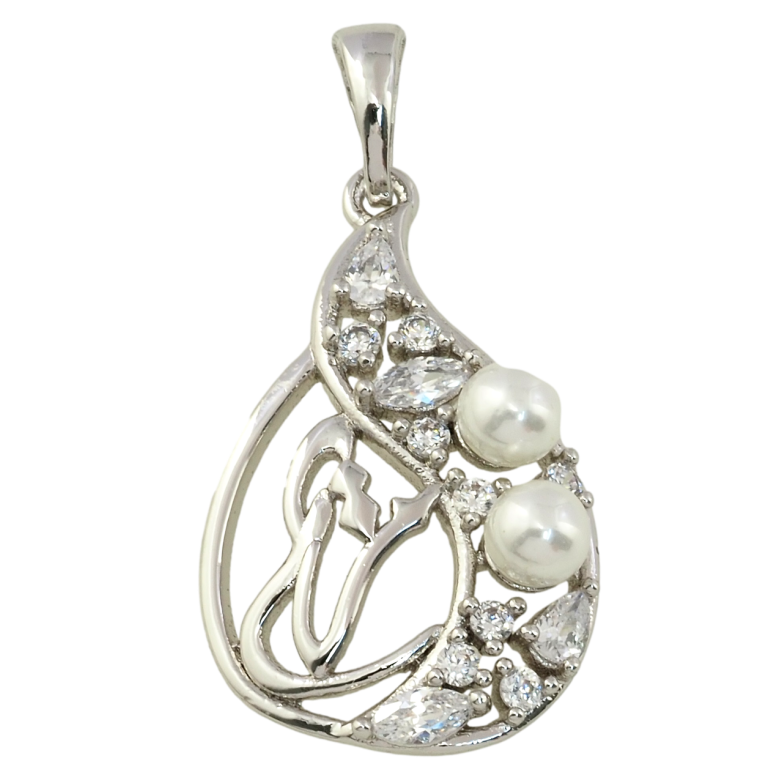 Кулон Xuping Родій Крапля з цирконієм та перлинами для ланцюжка до 5мм фото №1