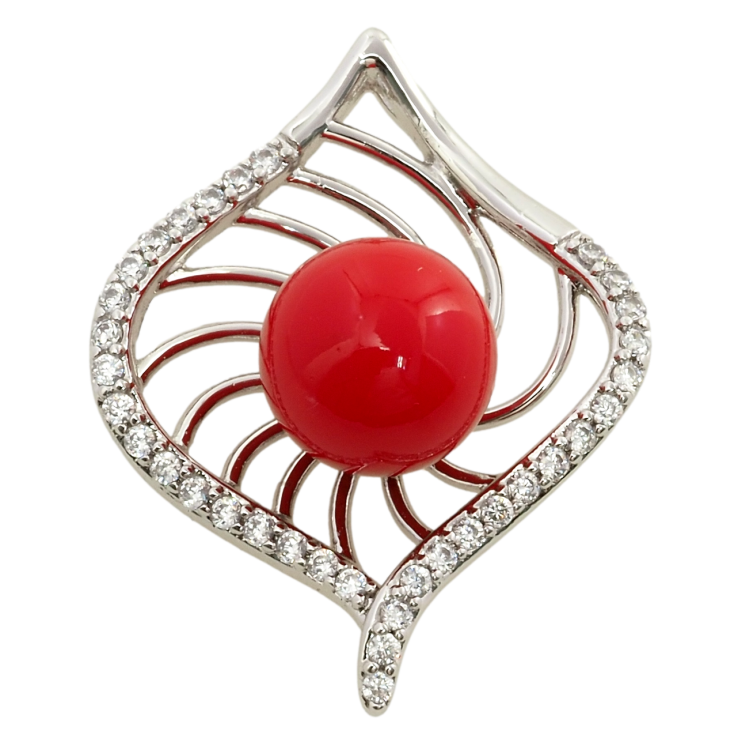 Кулон Xuping Родій Декоративна підвіска з червоним намистом для ланцюжка до 2мм фото №6