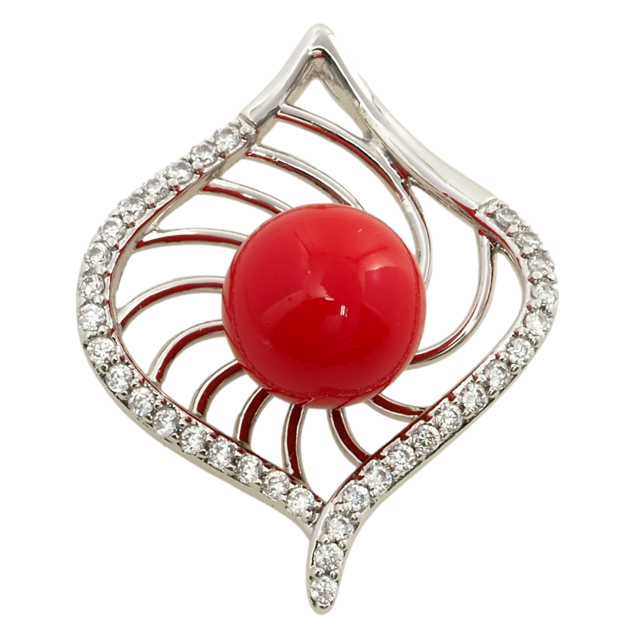 Кулон Xuping Родій Декоративна підвіска з червоним намистом для ланцюжка до 2мм фото №1