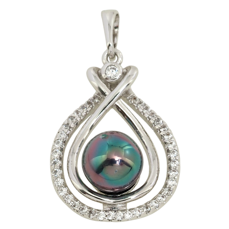 Кулон Xuping Родий Декоративная капелька с черной жемчужиной для цепочки до 6мм фото №19