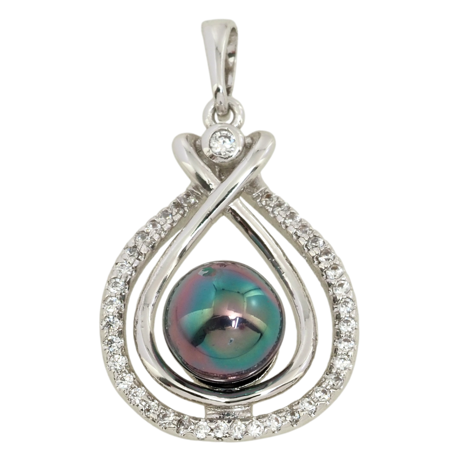 Кулон Xuping Родій Декоративна крапелька із чорною перлиною для ланцюжка до 6мм фото №1