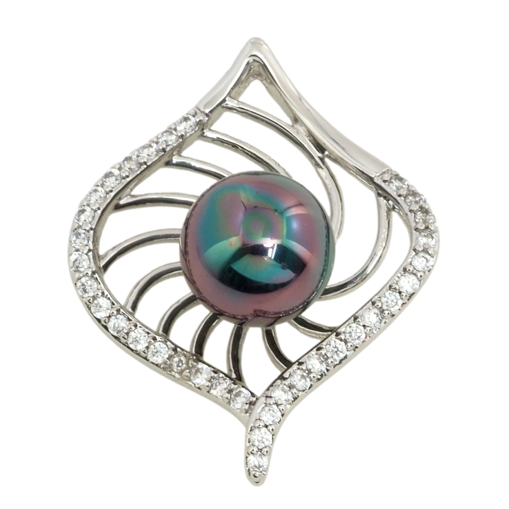 Кулон Xuping Родій Декоративна підвіска з чорною перлиною для ланцюжка до 2мм фото №5