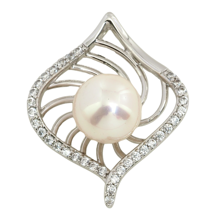 Кулон Xuping Родій Декоративна підвіска з бежевою перлиною для ланцюжка до 2мм фото №7