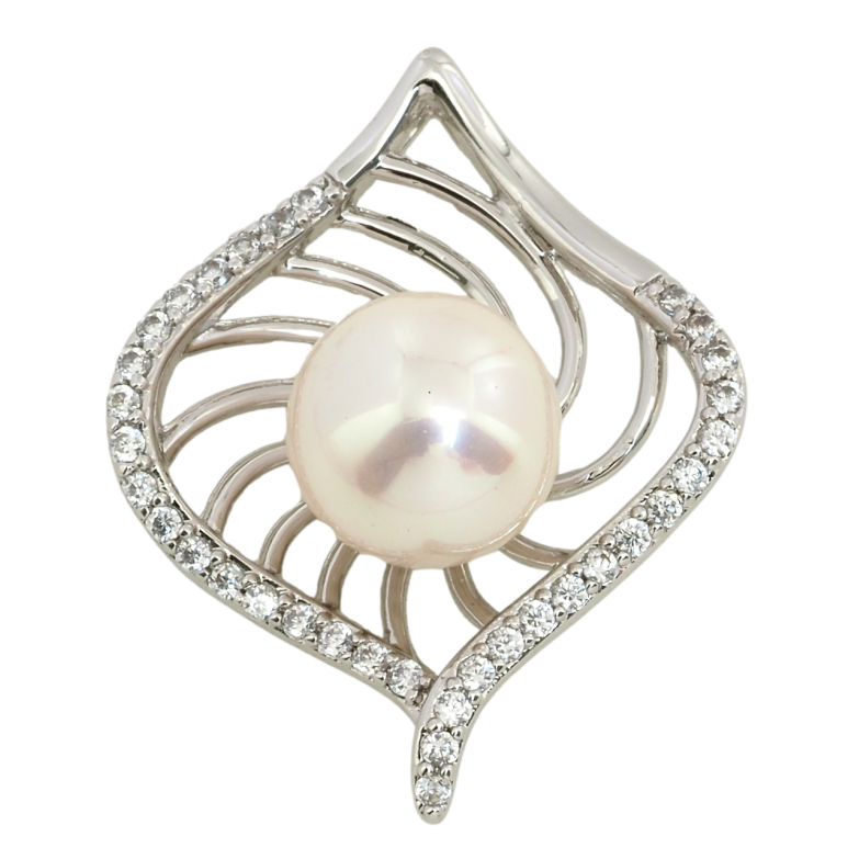 Кулон Xuping Родій Декоративна підвіска з бежевою перлиною для ланцюжка до 2мм фото №9