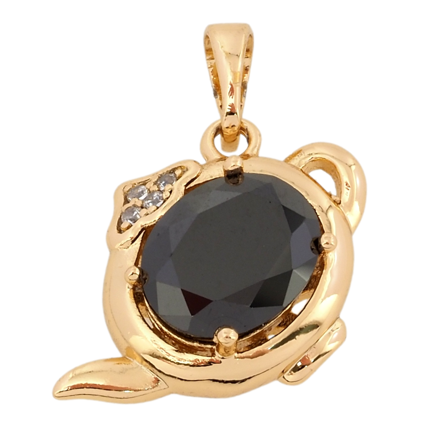 Кулон Xuping Позолота 18K Чайник з чорним фіанітом для ланцюжка до 5мм фото №1