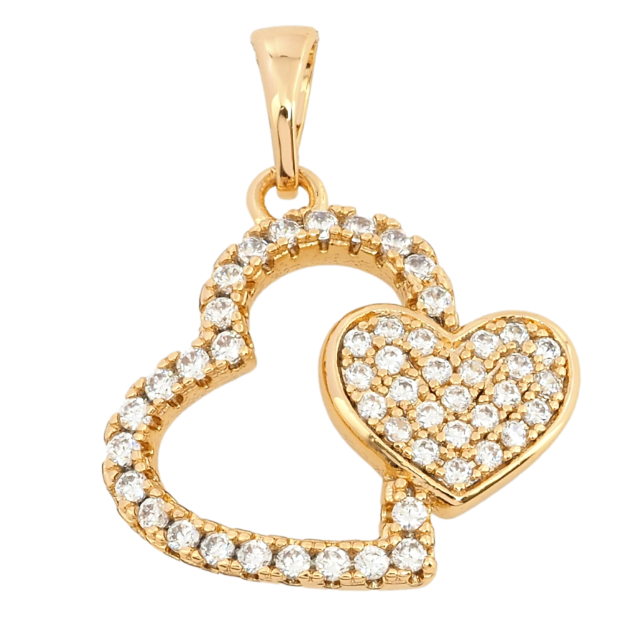 Кулон Xuping Позолота 18K Сердечки з цирконієм для ланцюжка до 5мм фото №1