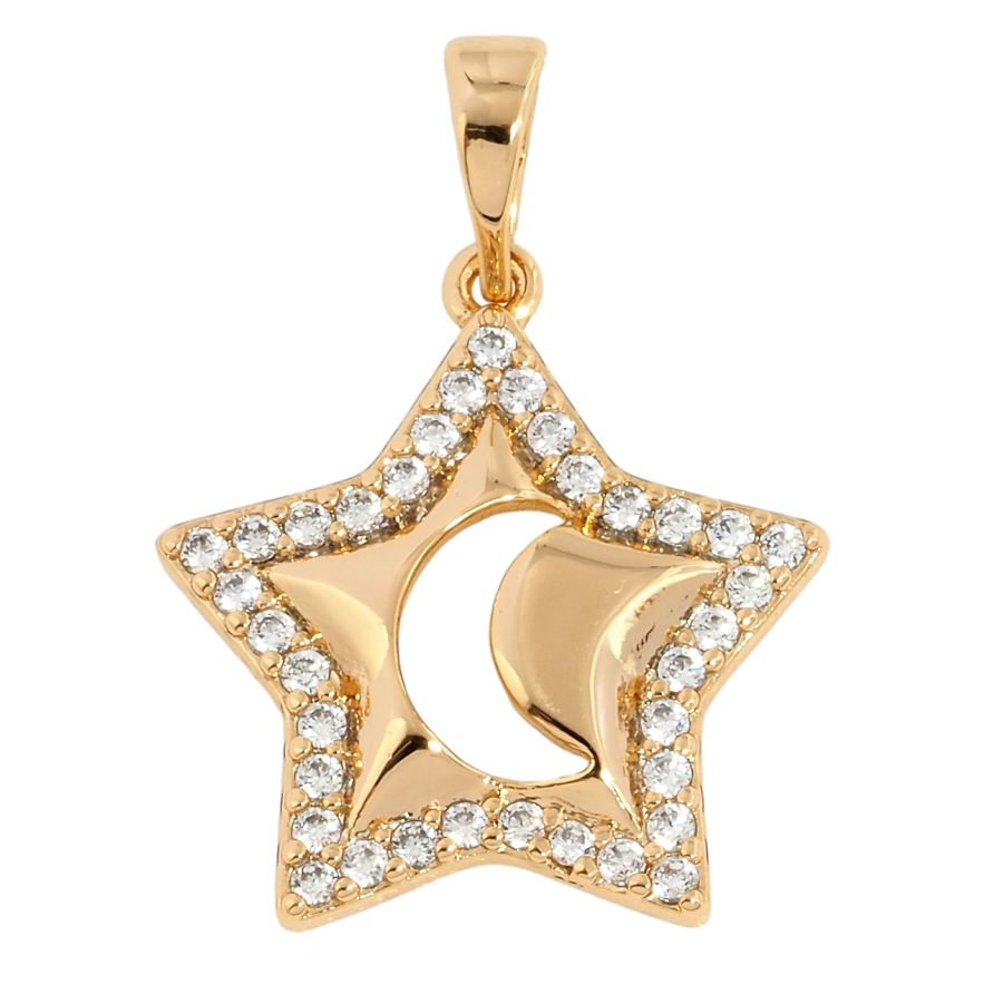 Кулон Xuping Позолота 18K Зірка з Місяцем для ланцюжка до 5мм фото №1