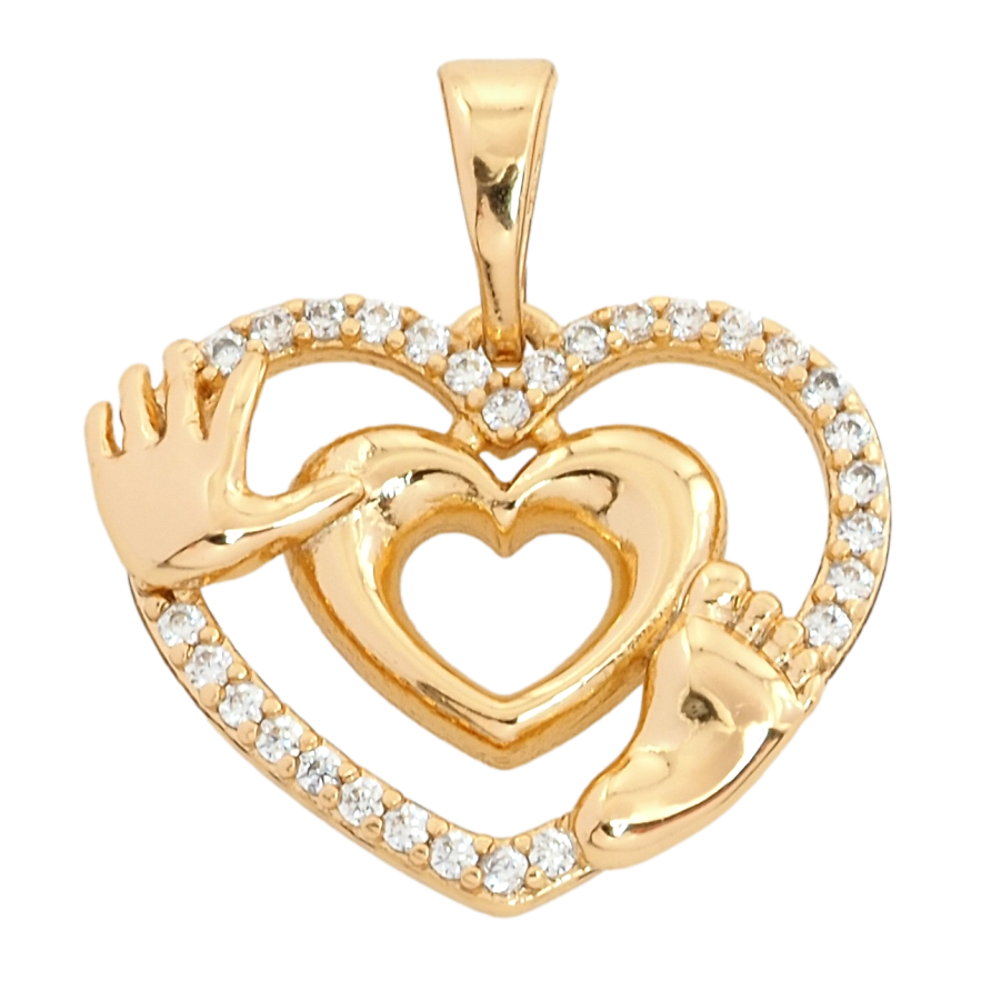 Кулон Xuping Позолота 18K Сердечко з дитячими долонькою та ніжкою для ланцюжка до 5мм фото №1
