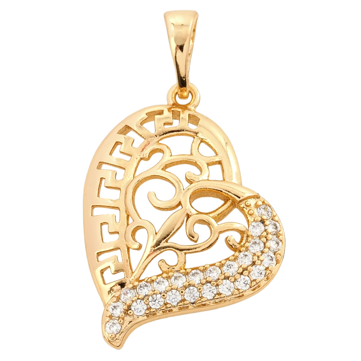 Кулон Xuping Позолота 18K Різьблене серце з цирконієм для ланцюжка до 5мм фото №8