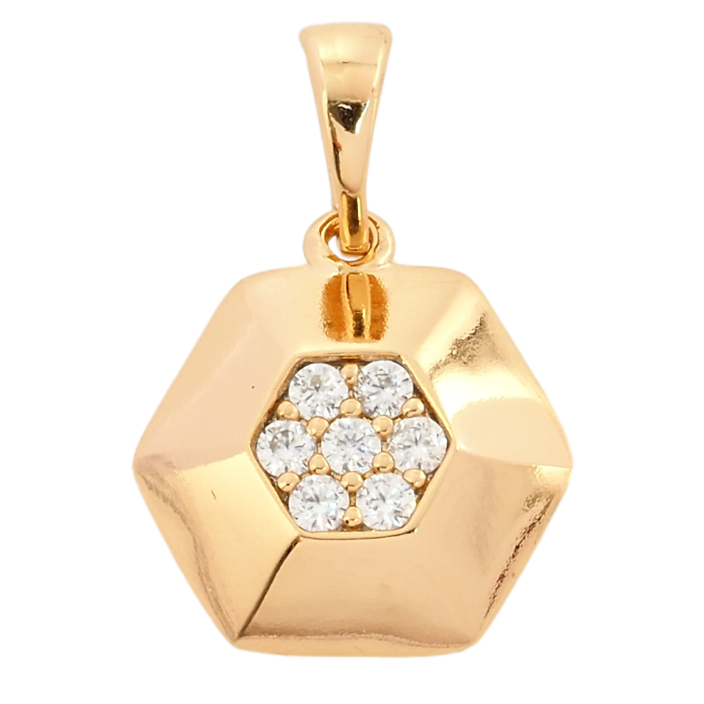Кулон Xuping Позолота 18K Шестиугольник с цирконием для цепочки до 5мм фото №2