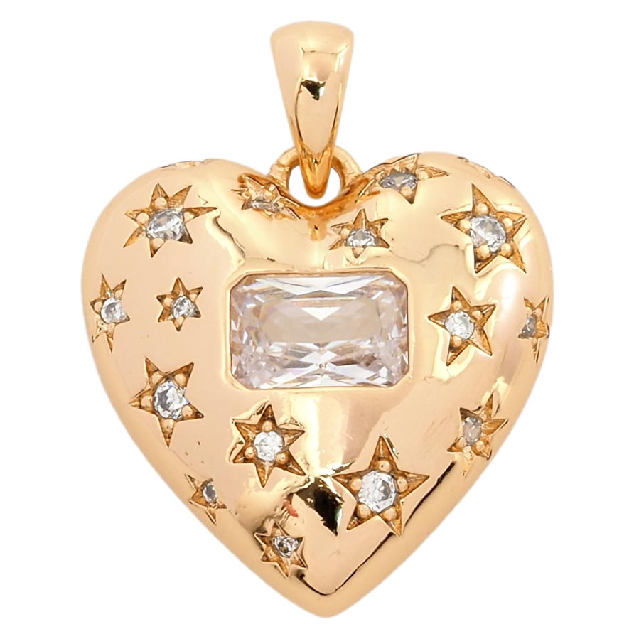 Кулон Xuping Позолота 18K Серце із зірковим візерунком для ланцюжка до 3мм фото №1