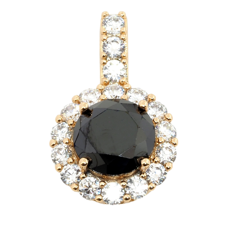 Кулон Xuping Позолота 18K Чорний фіаніт в обрамленні цирконію, ø 14мм для ланцюжка до 3мм. фото №9