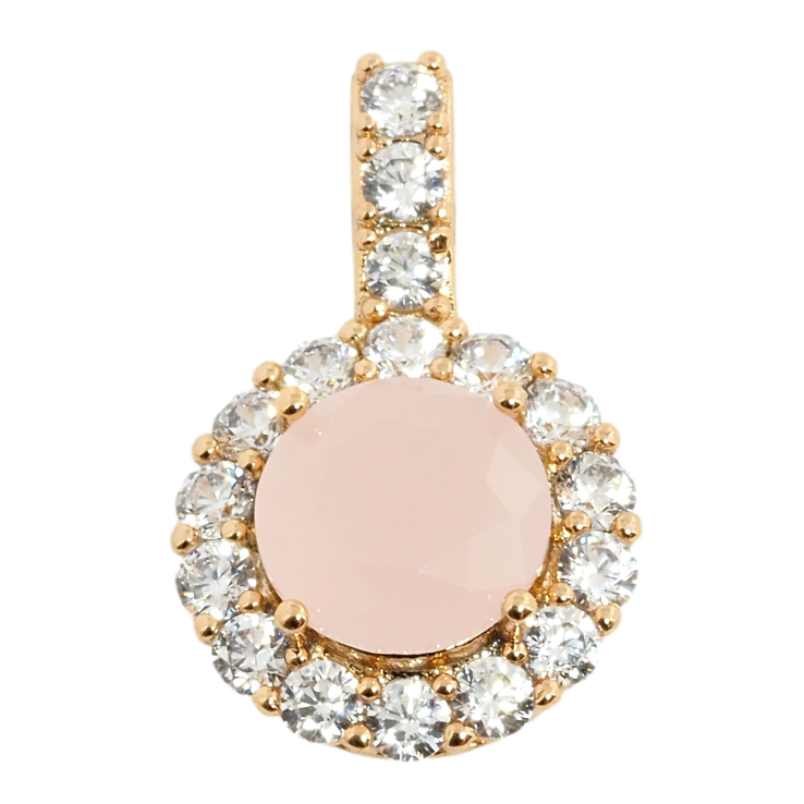 Кулон Xuping Позолота 18K Рожевий фіаніт в обрамленні цирконію, ø 14мм для ланцюжка до 3мм. фото №6