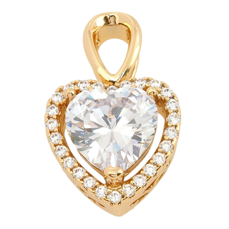 Кулон Xuping Позолота 18K Серце з фіанітом та цирконієм для ланцюжка до 3мм. фото №12