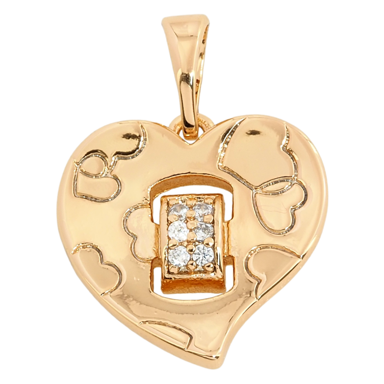 Кулон Xuping Позолота 18K Серце з візерунком та цирконієм для ланцюжка до 5мм фото №19