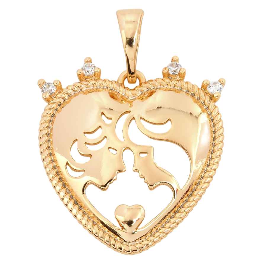Кулон Xuping Позолота 18K Серце із закоханими для ланцюжка до 5мм фото №1