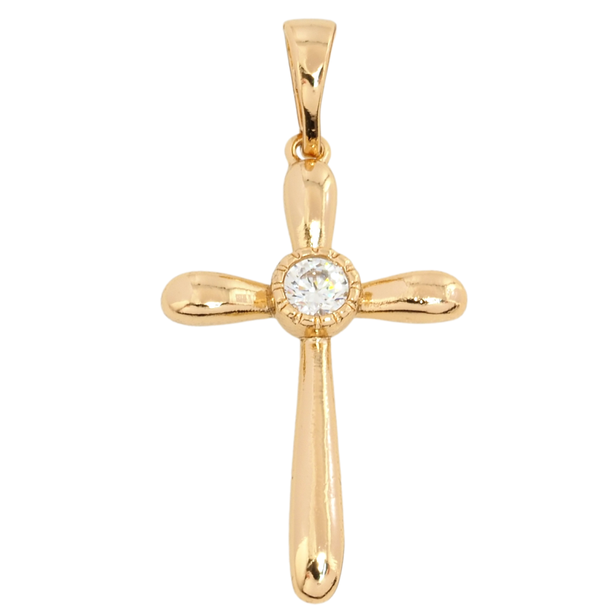 Кулон Xuping Позолота 18K Крест с фианитом для цепочки до 5мм фото №1